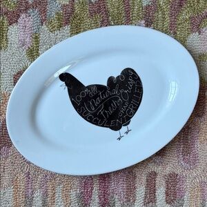 Crate&Barrel Oval Chicken Platter EUC Fresh Crispy Grilled 11.75”